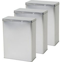 Opbergblik/bewaarblik - 3x - zilver - 19 x 9 x 25 cm - Voorraadblikken - Voorraadblikken