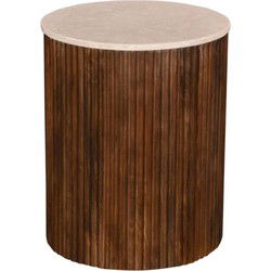 Bijzettafel Marmer Donkerbruin Mangohout - 45x45x55cm - Davi