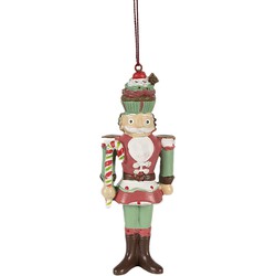 Clayre & Eef Kersthanger Notenkraker 12 cm Rood Polyresin Kerstboomversiering