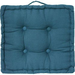 Atmosphera Vloerkussen Square - blauw - katoen - 38,5 x 38,5 x 8 cm - Vloerkussens