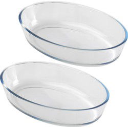 Chef Traiteur Ovenschaal van borosilicaat glas - 2x - ovaal - 0.75 Liter - 22 x 14 x 5 cm - Ovenschalen