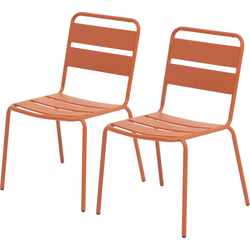 HESPERIDE HIXA Tuinstoelen - Eetkamerstoelen - voor buiten - set van 2 - Eetstoelen - Tuinmeubelen - Terrasstoelen - Staal - Amber Oranje - PHUKET