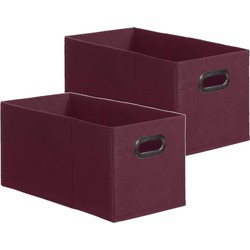 Set van 2x stuks opbergmand/kastmand 7 liter aubergine paars linnen 31 x 15 x 15 cm - Opbergmanden