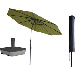 Kopu® Valencia Parasol Rond 300 cm met Beschermhoes en Voet - Olijf