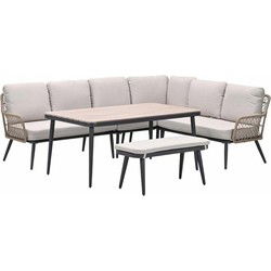 Garden Impressions Kalibo lounge dining set 6-delig R - desert sand