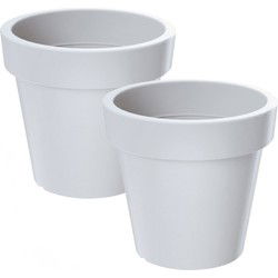 Prosperplast Bloempot - 2x - D35 x H31 cm - wit - kunststof - Plantenpotten