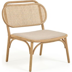 Kave Home - Doriane solid oak easy chair with natural finish and upholstered seat FSC Mix Credit