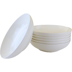 OTIX Pastaborden - Bordenset - 6 Persoons - Diepe Borden - Soepborden - 20cm - Wit - Porselein - LUNA