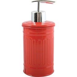 MSV Zeeppompje/dispenser - Industrial - metaal - rood - 7.5 x 17 cm - 250 ml - Zeeppompjes