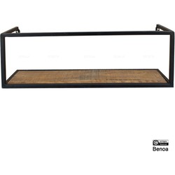 Benoa Durand Iron Wall Rack with Mango Wooden Shelf 70 cm