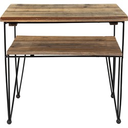 Clayre & Eef Bijzettafel 46*36*47 cm Bruin Hout Side table Tafeltje Plantentafeltje