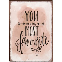 Clayre & Eef Decoratie Magneet  5x1x7 cm Roze Ijzer Rechthoek Most Favourite Koelkast Magneet