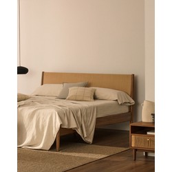 Kave Home - Bed Elan van notenfineer en massief notenhout met koord 180 180 x 200 cm FSC Mix Credit.