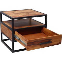 Pippa Design industrieel nachtkastje met lade - houtkleur