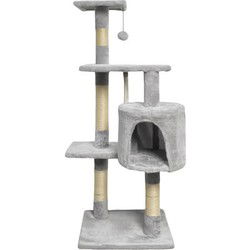 PALOMA Grijze kattenboom 40 x 40 x 114 cm - 3 platforms, 1 touw, 1 nis, krabpalen