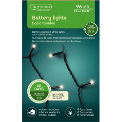 LED Durawise twinkle buitenverlichting op batterij warm wit 96 lampjes - Kerstverlichting kerstboom