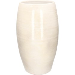 Bloemenvaas shiny wit stone keramiek voor boeketten/takken/bloemen H50 x D30 cm - Vazen