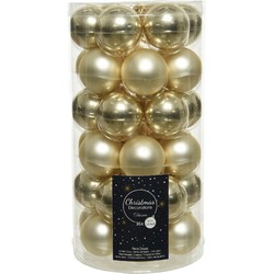 36x Champagne beige kleine glazen kerstballen 4 cm mat en glans - Kerstbal