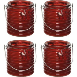 Citronella kaars - 8x - in windlicht - rood - 20 branduren - citrusgeur - geurkaarsen