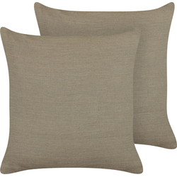 SAGINA  - Sierkussen set van 2 - Taupe - 45 x 45 cm - Linnen