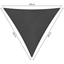 Compleet pakket: Shadow Comfort driehoek 2x2x2m Carbon Black met RVS Bevestigingsset en Buitendoekreiniger