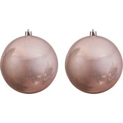 2x Grote raam/deur/kerstboom decoratie lichtroze kerstballen 14 cm glans - Kerstbal