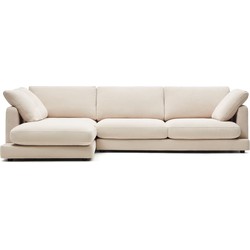 Kave Home - Gala 4-zitsbank met chaise longue links in beige 300 cm