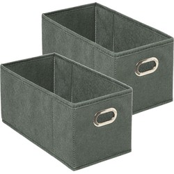 Set van 4x stuks opbergmand/kastmand 7 liter grijsgroen linnen 31 x 15 x 15 cm - Opbergmanden