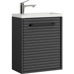 Badplaats Toiletmeubel Etna 40 x 22 cm - Mat Zwart - Fonteinmeubel met Wastafel