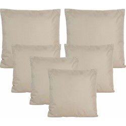 Bank/tuin kussens set - binnen/buiten - 6x stuks - beige/taupe - In 2 formaten - Sierkussens