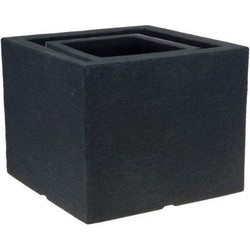 Nampook Bloempot Cube Set 30 En 40 Cm Kunststof Antraciet 2-delig