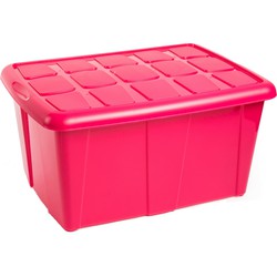 Plasticforte Opslagbox met deksel - Fuchsia roze - 60L - kunststof - 63 x 46 x 32 cm - Opbergbox