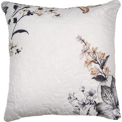Clayre & Eef Kussenhoes 40x40 cm Wit Grijs Polyester Bloemen Sierkussenhoes