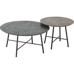 DTP Home Coffee table Delta Earth, set of 2,38xØ50 cm (color: Fudge) / 34xØ70 cm (color: Pepper), mortex