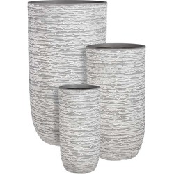 Mica Decorations Helsinki Plantenbakken - H78 x Ø43 cm - Magnesium - Lichtgrijs - Set van 3