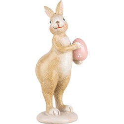 Clayre & Eef Decoratie Beeld Konijn Beige Kunststof