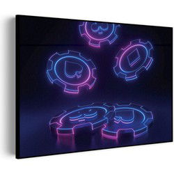 Muurwerken Akoestisch Schilderij - Pokerfiches - Geluidsdempend Wandpaneel - Wanddecoratie - Geluidsisolatie - BASIC (AW 0.65) S (70x50)