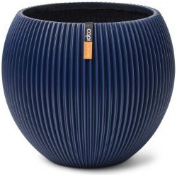 Vaas bol Groove H9.8 cm blauw