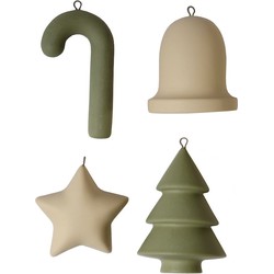 Home Delight Kerst hangers keramiek set/4 - Default Title