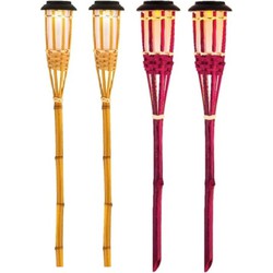 Tuinfakkels met solar verlichting - set 4x - 54 cm - vlam-effect - Fakkels