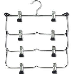 Zeller Kledinghanger - 2x - zilver - meervoudig - broekhanger - 36 cm - Kledinghangers