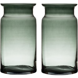 Set van 2x stuks grijze/transparante melkbus vaas/vazen van glas 29 cm - Vazen