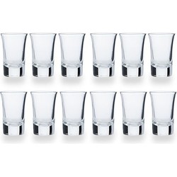 12x Shotglaasjes/borrelglazen inhoud 35 ml van glas - Shotglazen