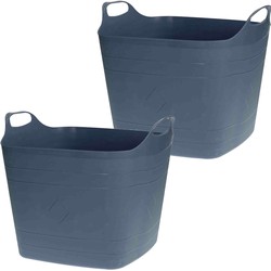 2x Stuks Flexibele kuip emmers/wasmanden - blauw - 40 liter - vierkant - Wasmanden