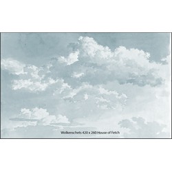 Wolkenbehang Waterverf Schilderij Blauw - 420x260cm - maatwerk