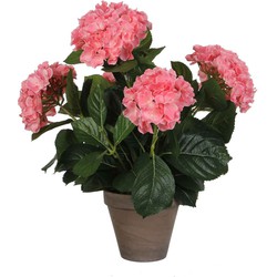 Mica Decorations Hortensia Kunstplant - 45x45 cm - Pot - Roze