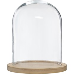 Atmosphera glazen stolp op houten plateau - glas - D23 x H29.5 cm - Decoratieve stolpen
