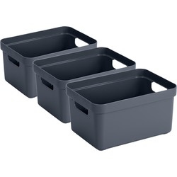 6x stuks donkerblauwe opbergboxen/opbergmanden 13 liter kunststof - Opbergbox