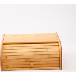 Decopatent® Broodtrommel met rolluik - Bamboe houten brooddoos met Schuifdeksel - Broodtrommel - Brood bewaren en vers houden