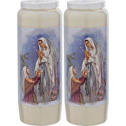 Noveenkaars - 2x - wees gegroet - wit - met gebed - 6 x 18 cm - 9 dagen - kaarsen - buitenkaarsen